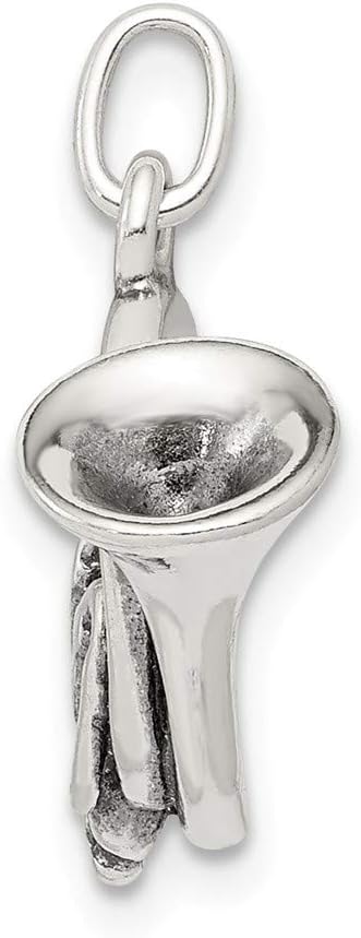 Solid 925 Sterling Silver Antiqued French Horn Charm