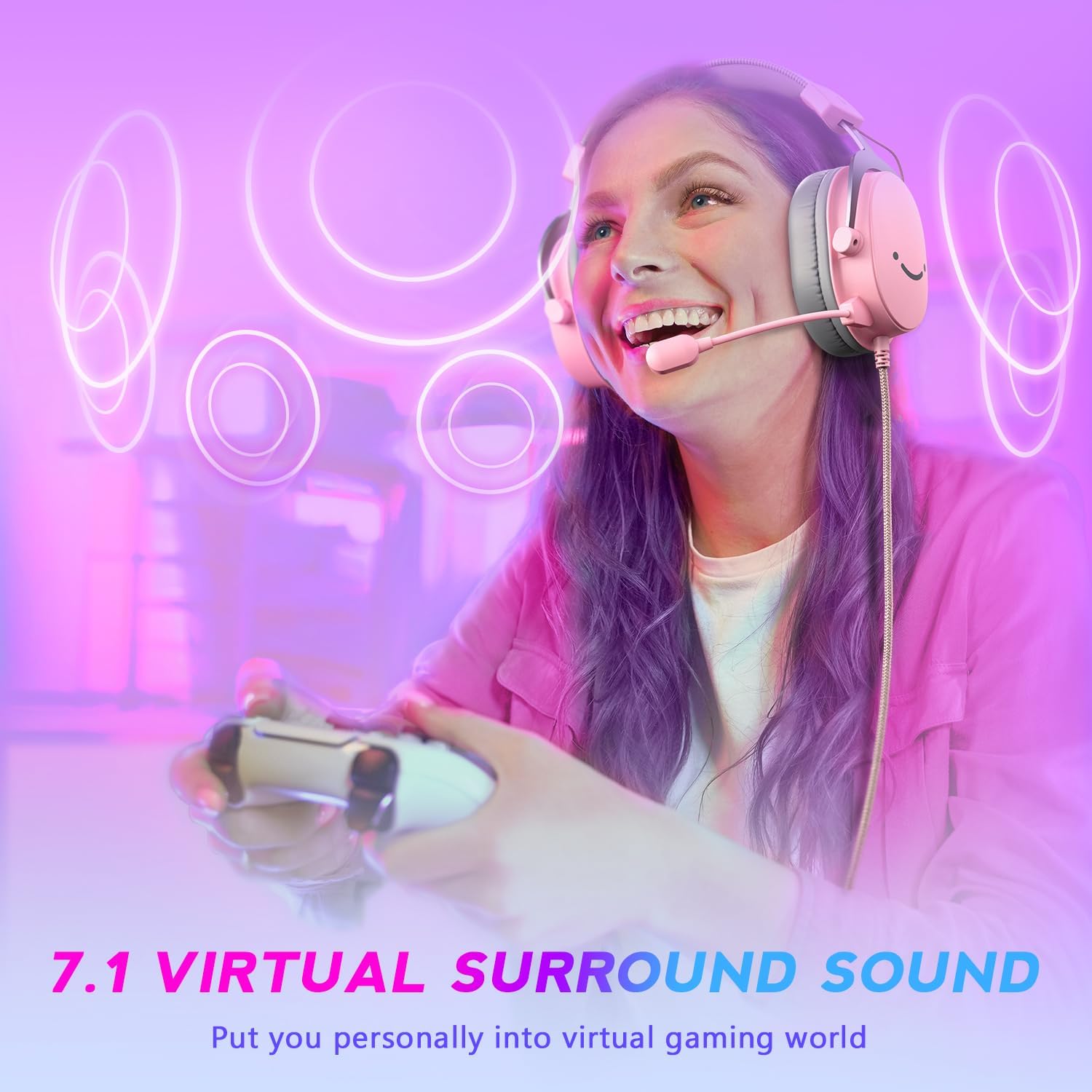 FIFINE Streaming Microphone and USB Gaming Headset Kit, XLR/USB Dynamic Mic with Headphones Jack for Computer, PC Over-Ear Wired Headphones Bundle with 7.1 Surround Sound for PS4/PS5 (AM8P+H9P)