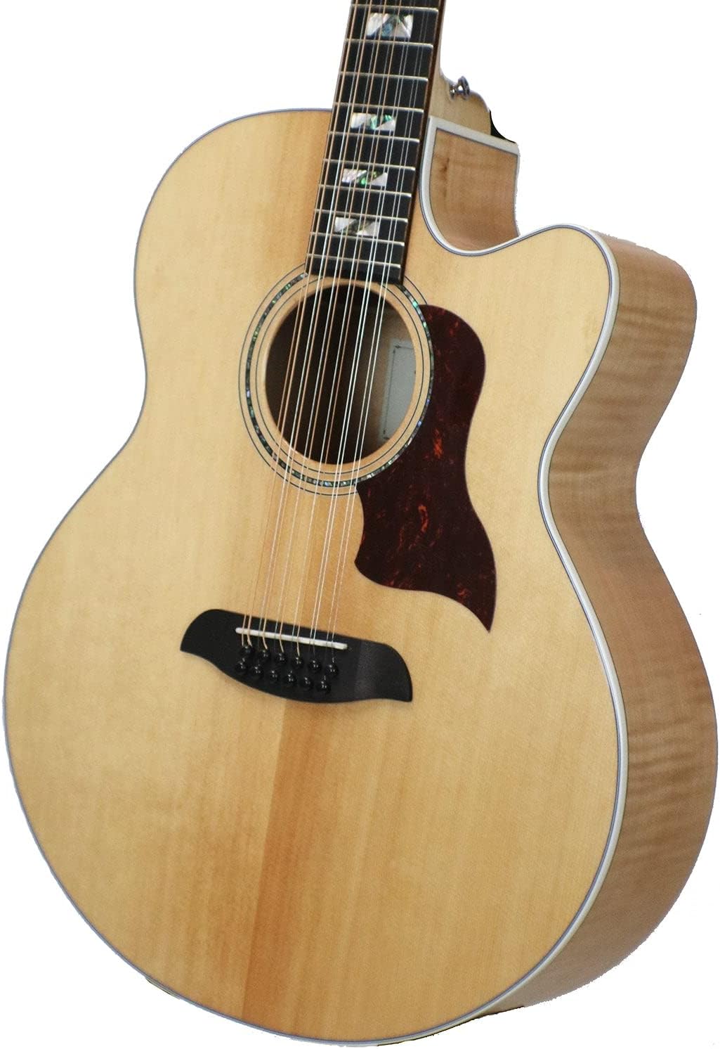 Sawtooth Solid Spruce Top Jumbo Cutaway 12 String Acoustic Electric Guitar with Flame Maple Back and Sides Right-Handed