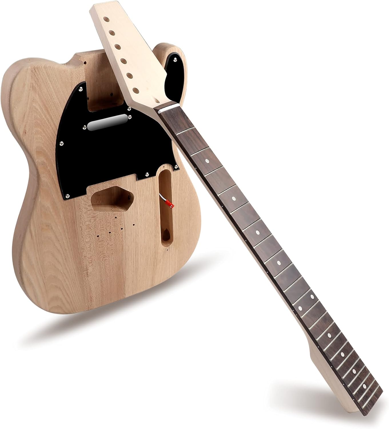 DIY Electric Guitar Kit Beginner Kit 6 String Right Handed with Ash Body Hard Maple Neck Rosewood Fingerboard Chrome Hardware Build Your Own Guitar.