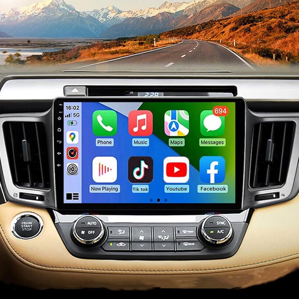 PHEZEN 9inch Car Stereo Radio Touchscreen Compatible for Toyota RAV4 2013-2018, Car Audio Receivers with Wireless Carplay/Android Auto, GPS Navigation Multimedia Player Bluetooth WiFi FM 4+64GB