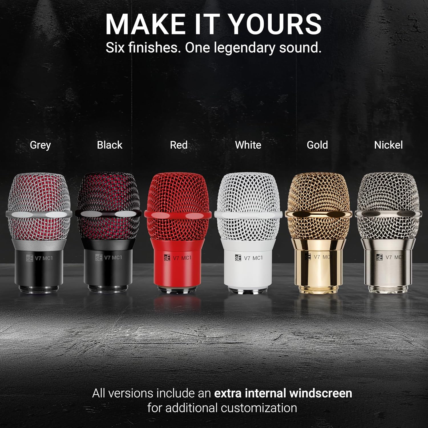 SE ELECTRONICS V7 MC1 Wireless Microphone Capsule - Compatible with Shure Wireless Transmitters - Professional Dynamic Microphone for Singing, Speech & Music Studio Recording (Grey)