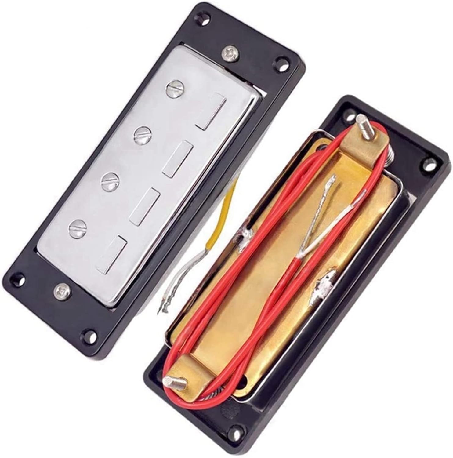 Humbucker Guitar Pickup 2Pcs Electric Guitar Humbucker Pickups Bridge Neck Set with Black Frame & 1 Set 5 Strings Bass Bridge Guitar Parts