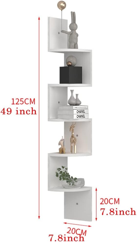 Exquisite Bathroom Shelves Corner for Wall Decor Corner, Corner Shelf 5 Tier Floating for Wall, Wall Mount Corner Wood Wall Shelf for Bedroom Bathroom Living Rooms (Color : White B)