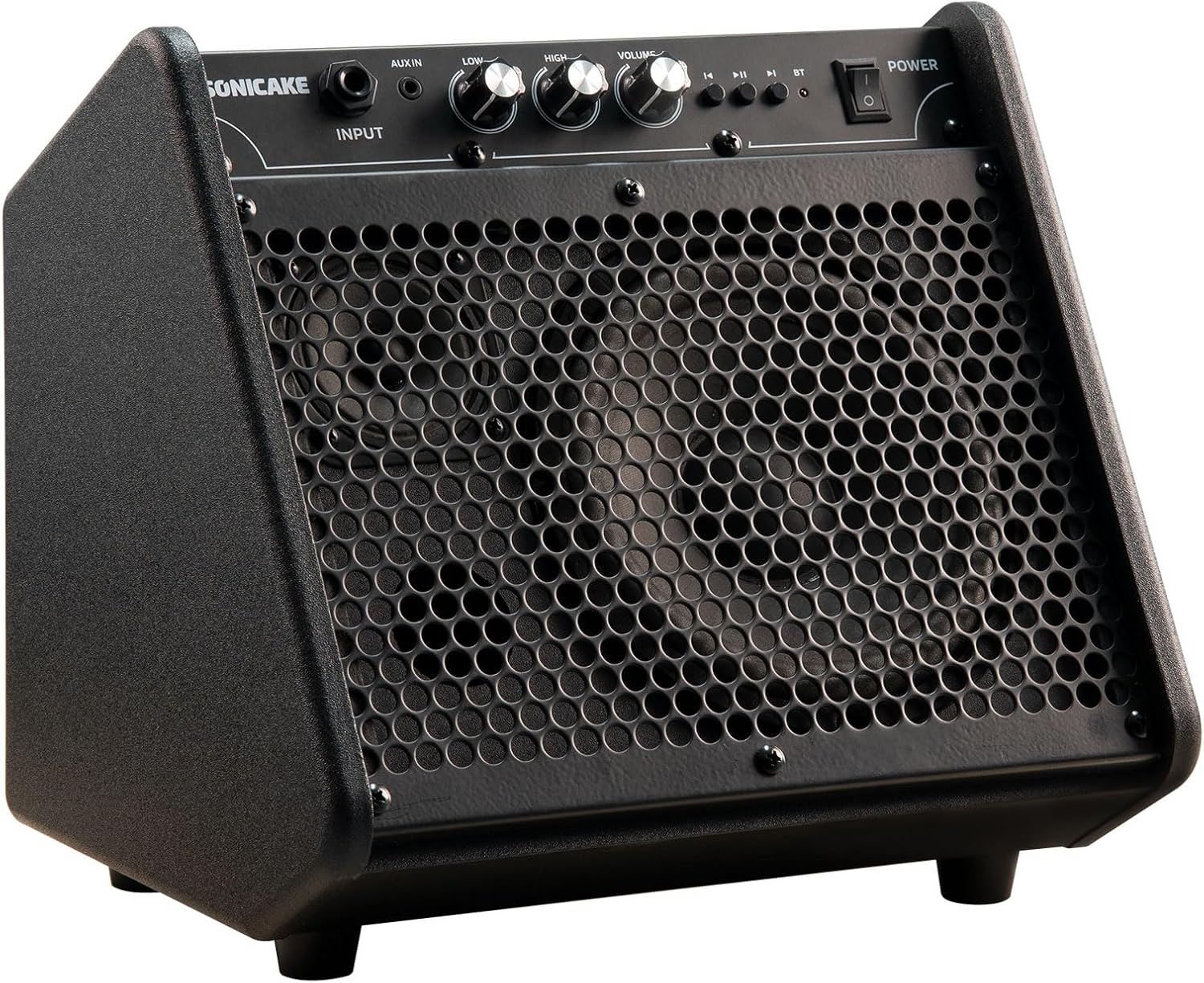 SONICAKE 20W Electric Drum Amp, Portable BT Drum/Keyboard Amplifier Speaker System with Dual Drivers for Home Practice, QDM-20