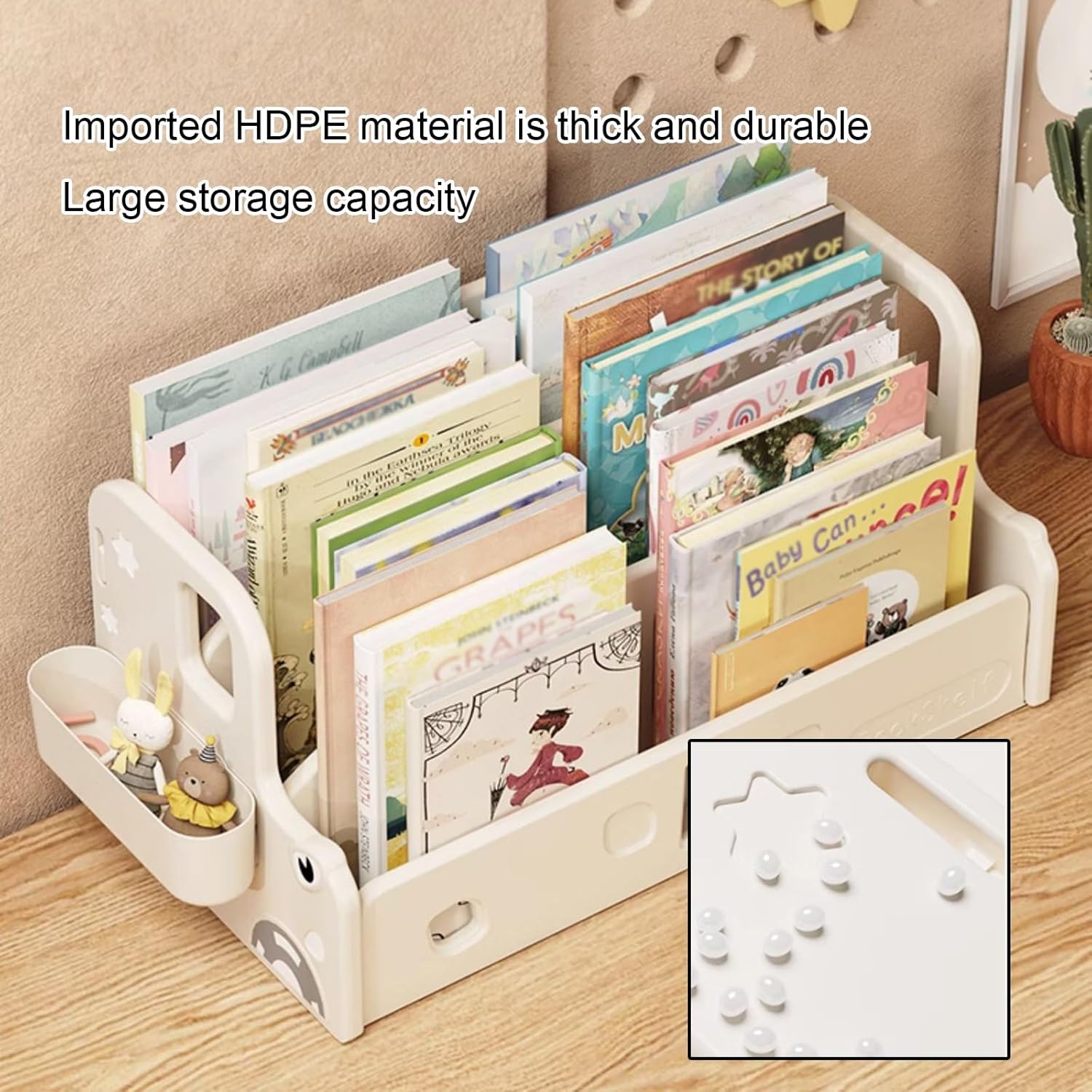 Kids 3-Tier Bookshelf, Desktop Organizer, Decorative Storage Shelving, PE Freestanding Display Bookcase, Book Shelf Unit for Living Room Bedroom(White)