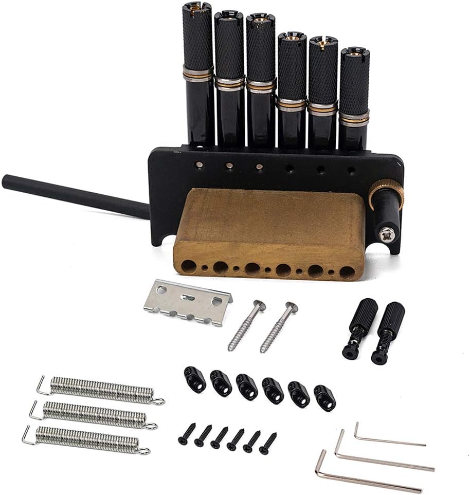 Alnicov 6 String Headless Guitar Bridge Tremolo System Set with Tailpiece for Electric Guitar Parts Replacement Tool