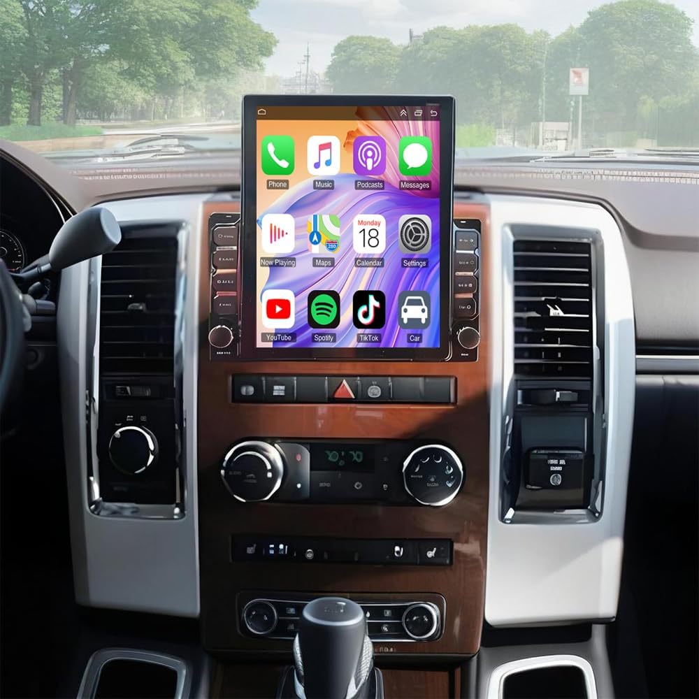 Car Radio for Dodge Ram 1500 2500 3500 2019-2024 Wireless Carplay & Android Auto, 9.7 Inch IPS Touch Screen for Dodge Ram 1500 Car Stereo Bluetooth FM in Dash GPS WiFi Backup Camera SWC-2+32G