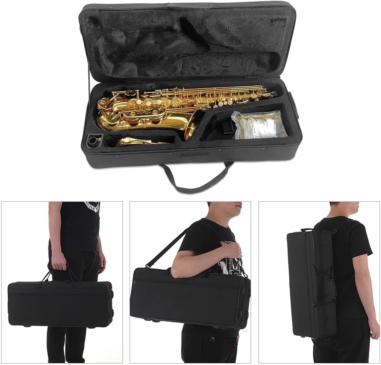 Golden Eb Alto Saxophone Sax Brass Body White Keys Woodwind Instrument With Carry Case Set