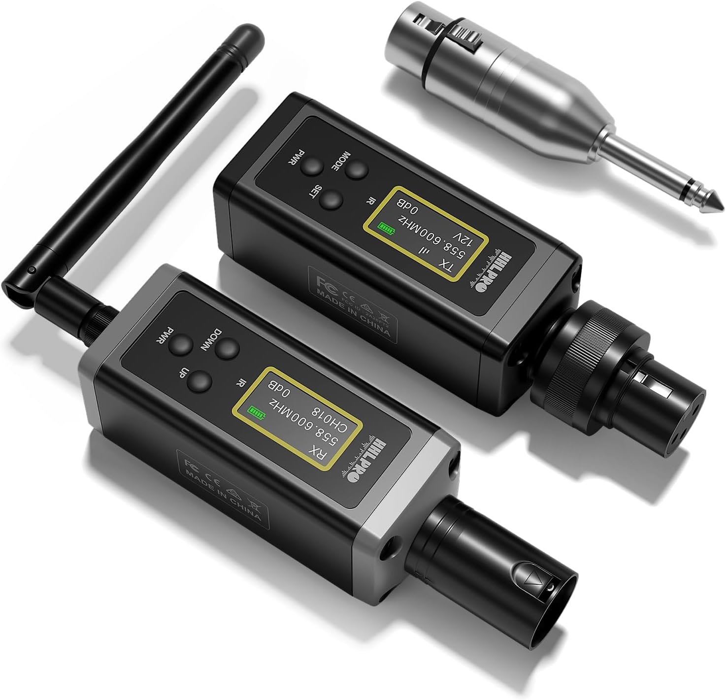 UHF Wireless XLR Transmitter and Receiver with Antenna, 200ft Range, Wireless Microphone Adapter for Dynamic & Condenser Mic, Auto Channel Scanning, Compatible with Audio Mixer, PA System, F20P