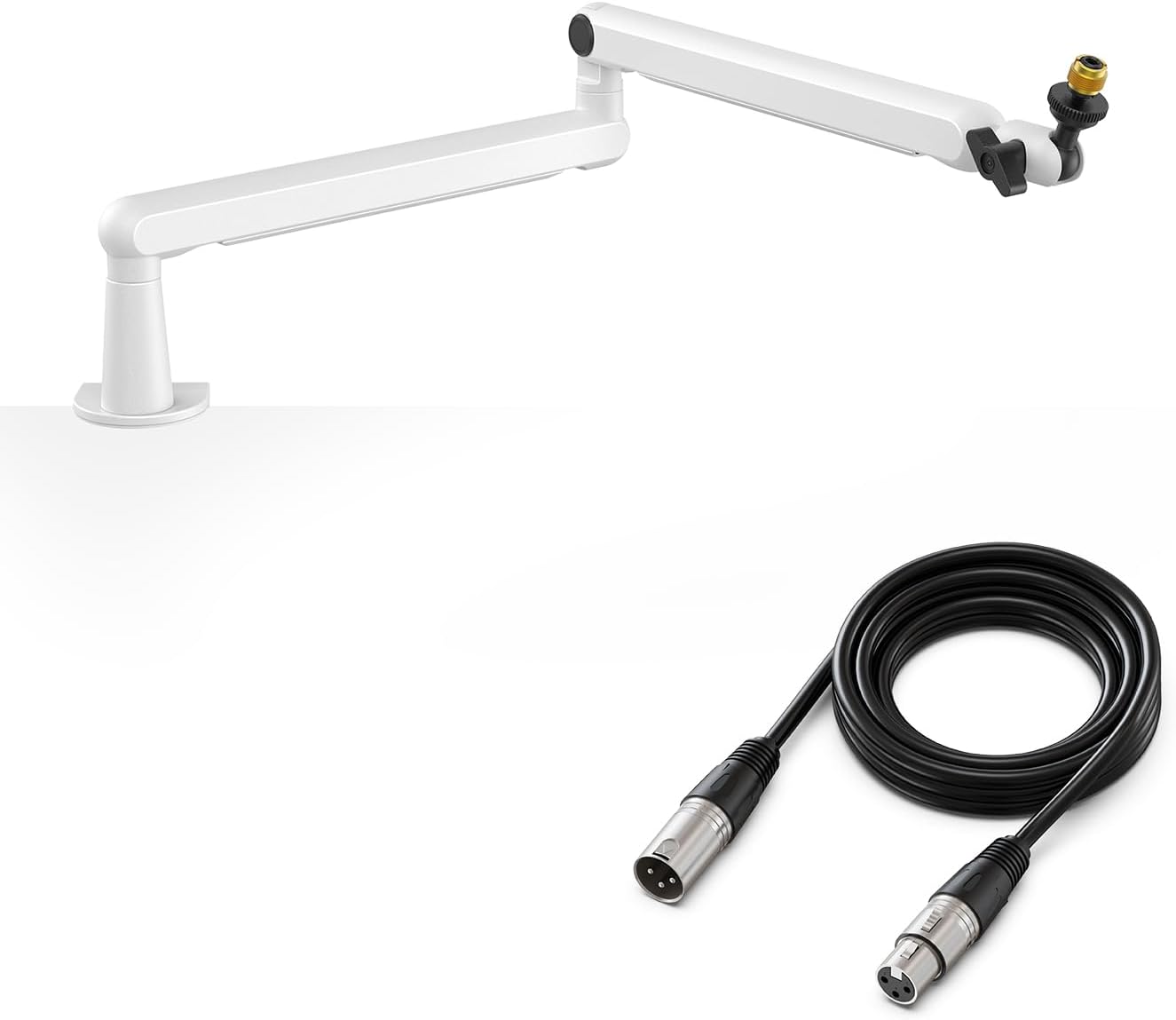 FIFINE Low Profile Arm Stand and XLR Cable Bundle,Sturdy Metal Boom Arm with Cable Management,Adaptable Screw,XLR Audio Cable with Balanced 3 PIN,Mic Wire for Recording Podcast Streaming(BM88W+L9)