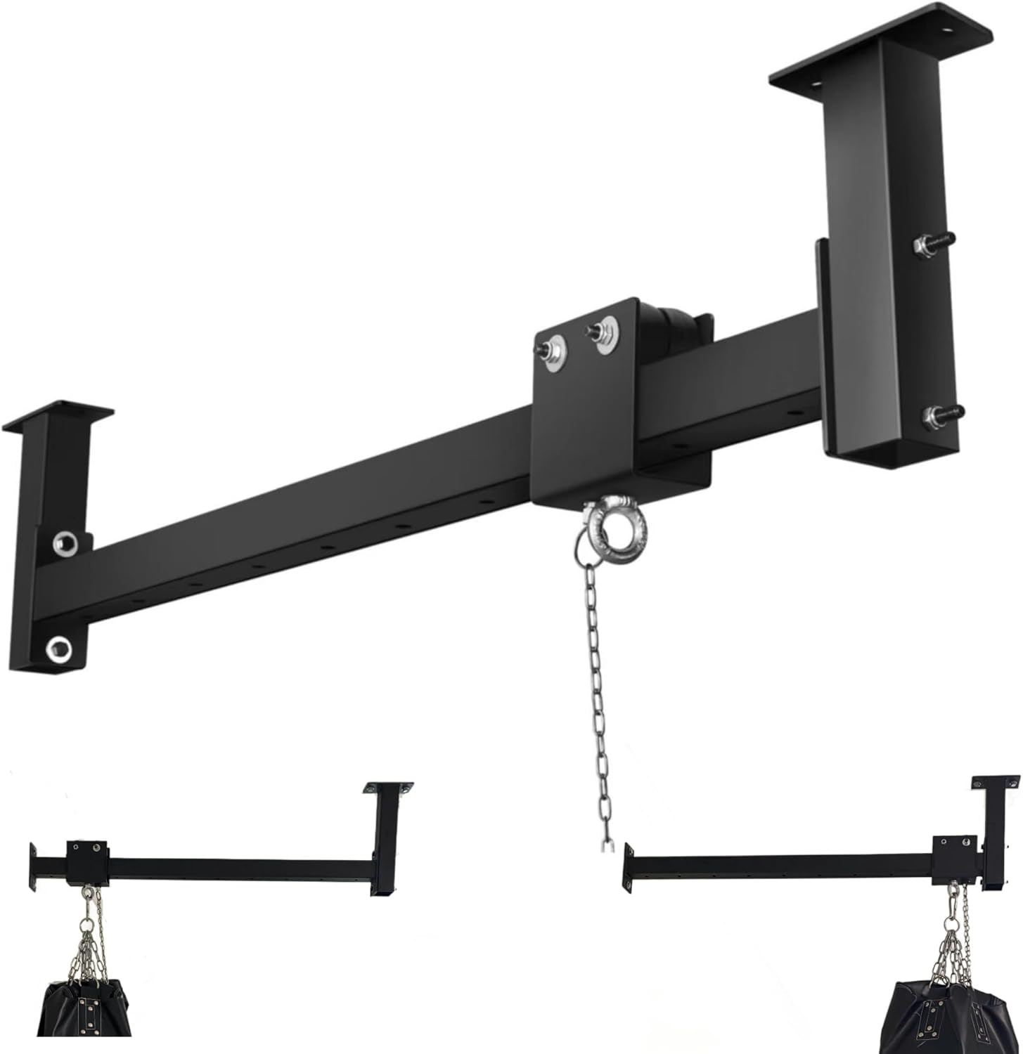 Wall Ceiling Heavy Bag Hanger Roller Mount Saving Space 44'' Long Ease Adjust for Heavy Punching Bags up to 300 LBS