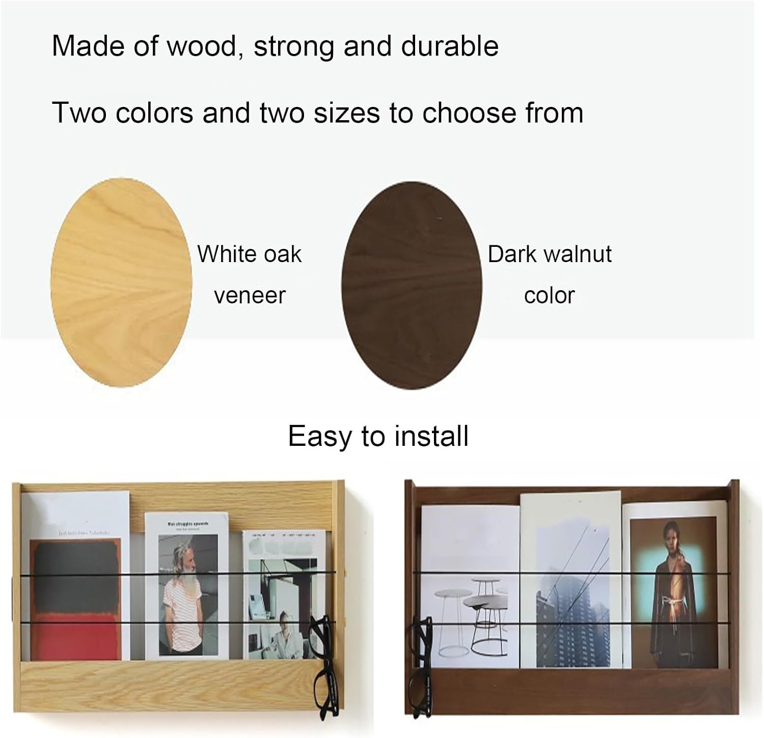 Floating Bookshelf, Wall Mounted Magazine Holder, Hanging Display Rack Space Saving, Wall Book Shelves, Display Storage Organizer for Home Office(Beige,63cm/24.8in)