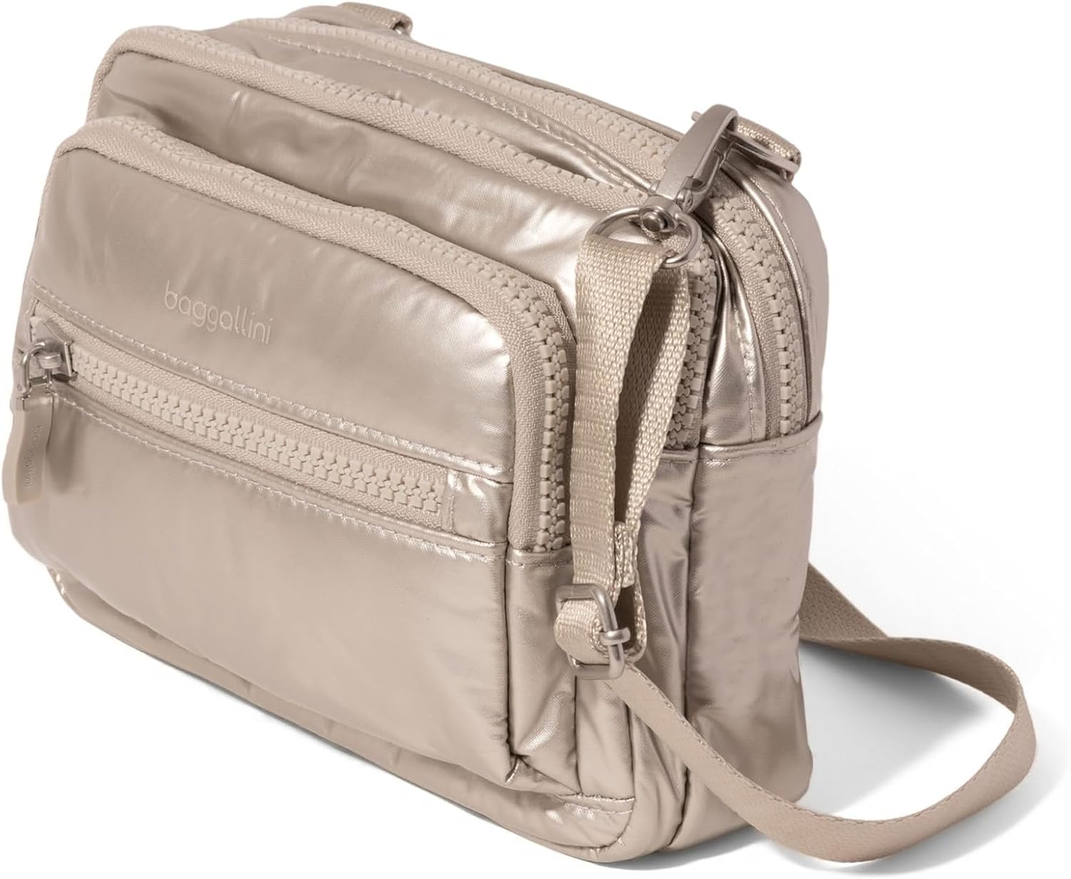 Baggallini Triple Zip Small Crossbody Bag for Women
