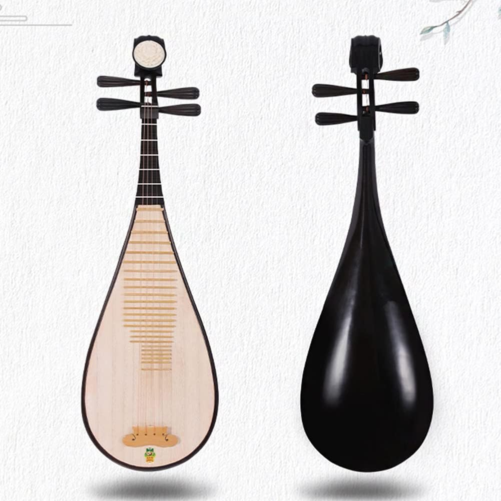 Iron Pear Wood Pipa, Ruyi/Peony Head Optional, Including Storage Bag, Traditional Stringed Musical Instrument with Beautiful Meaning,A