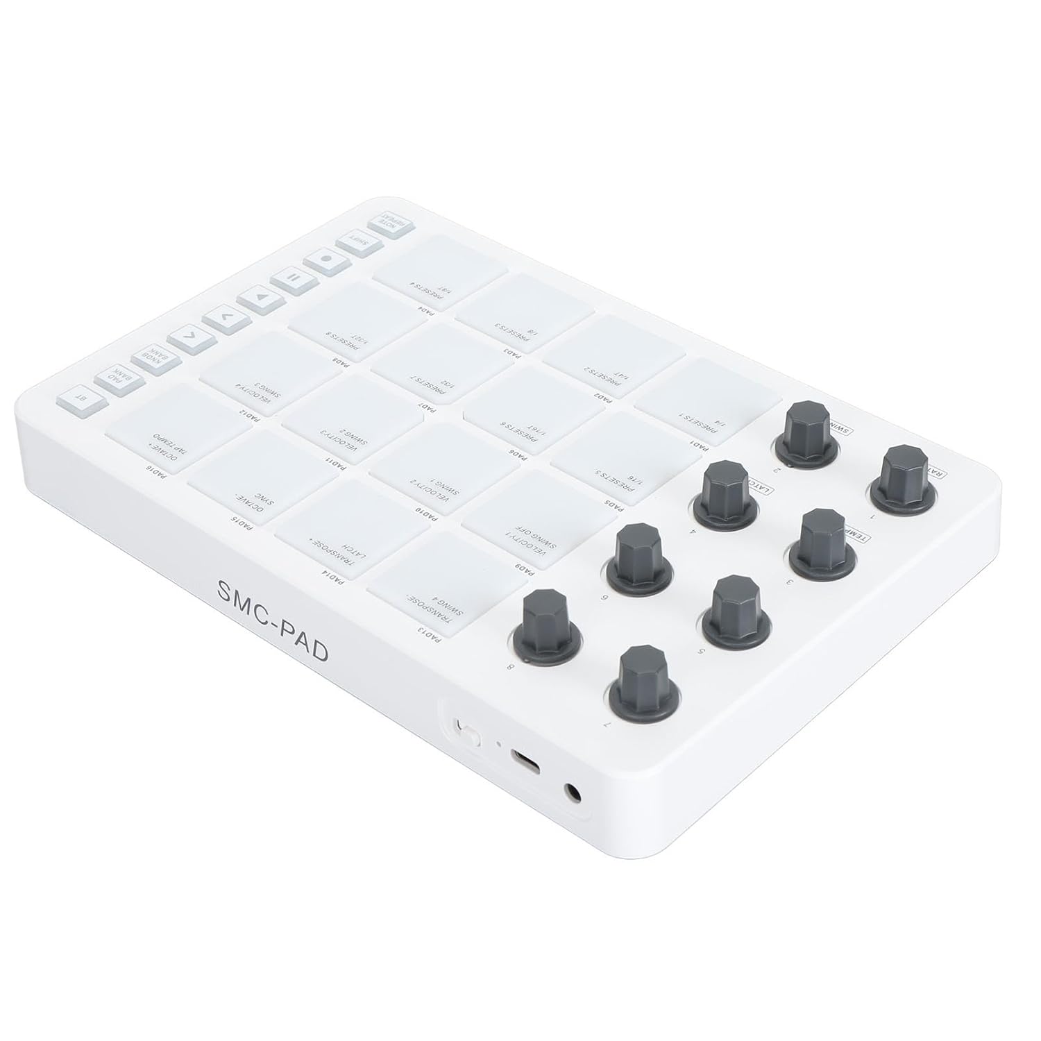 Portable MIDI Beat Pad with 16 RGB Drums, Wireless Controller with Rotating Knobs, for Music Production and Beat Making