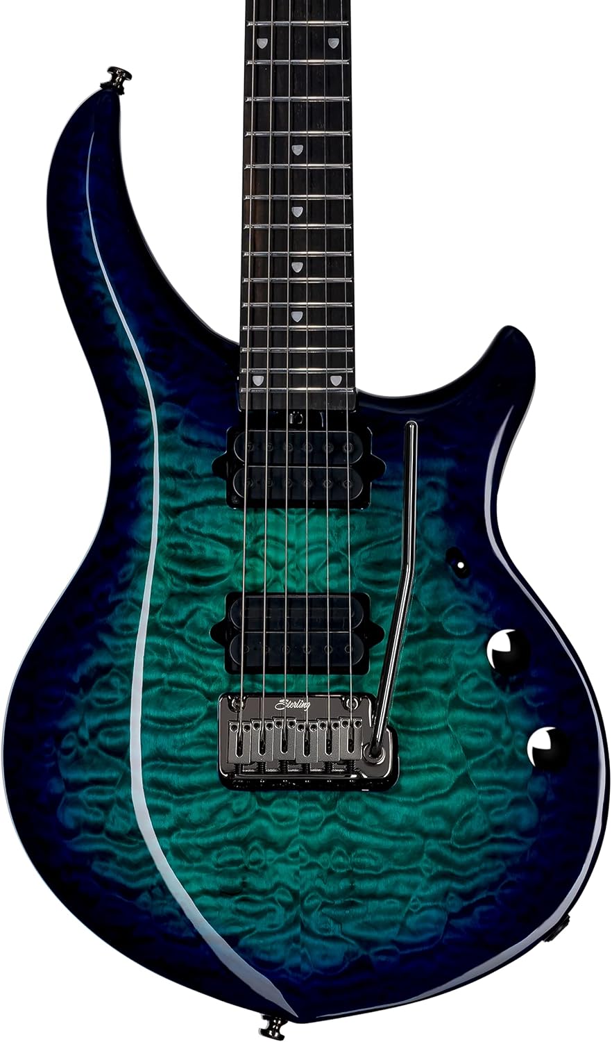 Sterling by Music Man 6 String Solid-Body Electric Guitar, Right, Cerulean Paradise (MAJ200XQM-CPD)
