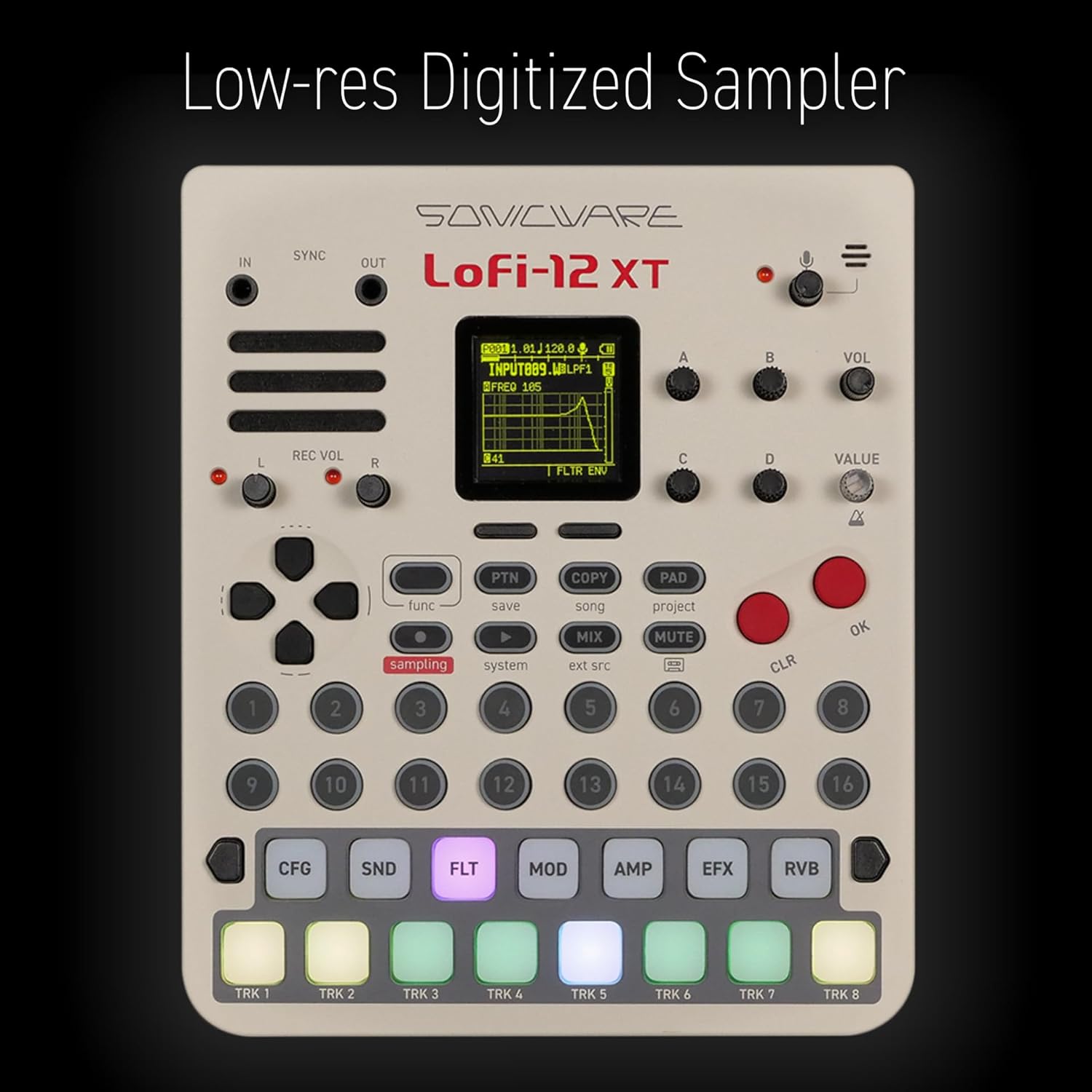Sonicware Lofi-12 XT Limited Retro Color [Low-res Digitized Sampler] 12/24kHz Early-Digital Sound Sampling+12-bit Sampler mode, Compact/Lightwight/Battery-powered《Try Now, Intro Deal!》