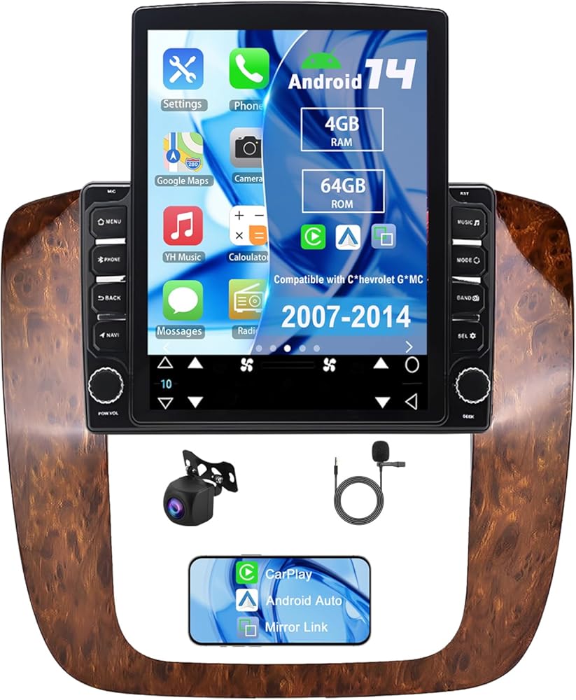 Android 14 Double Din Car Radio for Chevrolet GMC 2007-2014, 4G+64G 9.7
