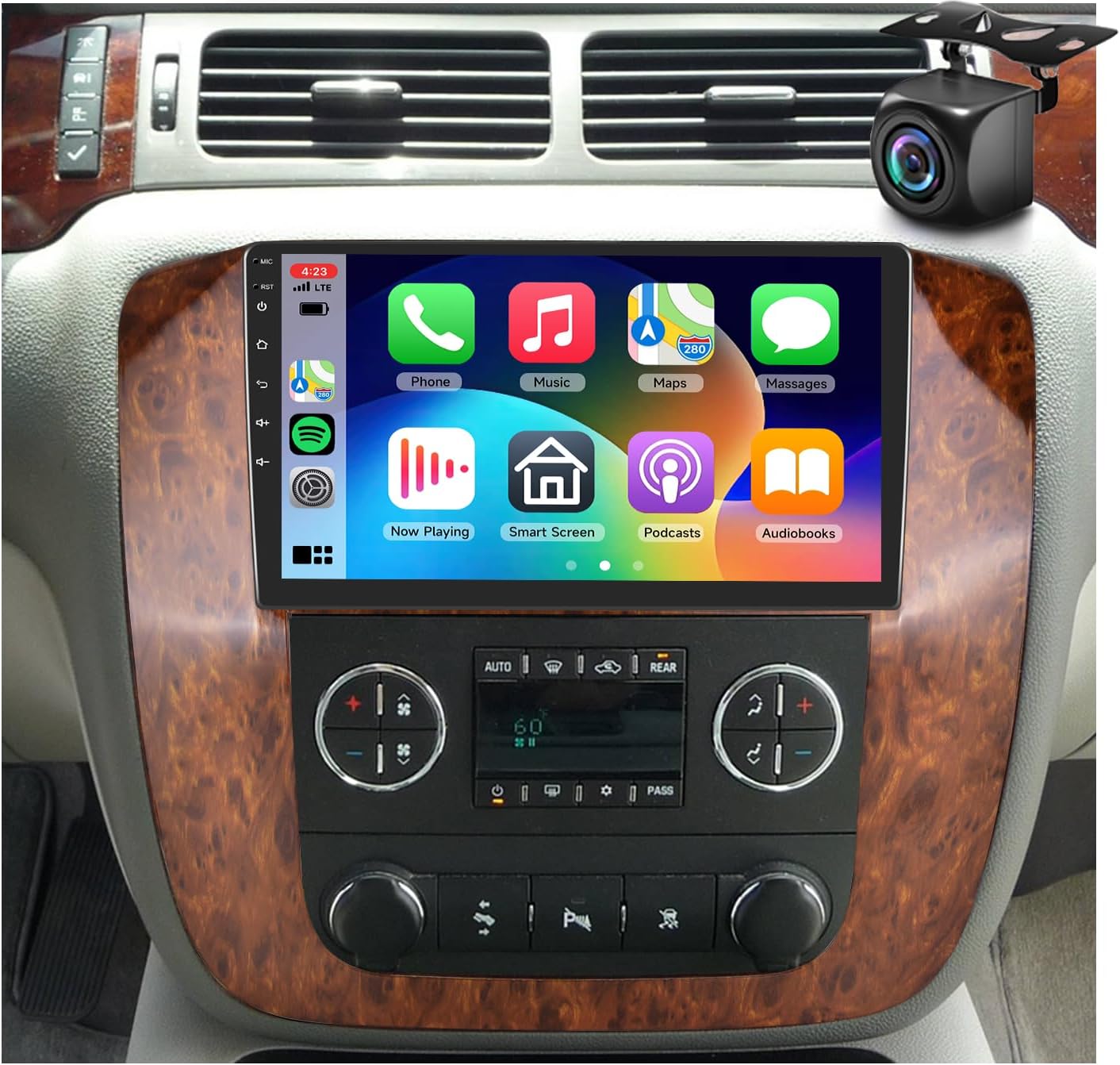 2G 64G Car Stereo for GMC Yukon Sierra Tahoe LTZ 2007-2013 Radio with 9'' 1080P IPS Touch Screen,Wireless Carplay Android Auto Bluetooth FM/RDS GPS WiFi 16EQ Mirror Link 28UI Backup Camera