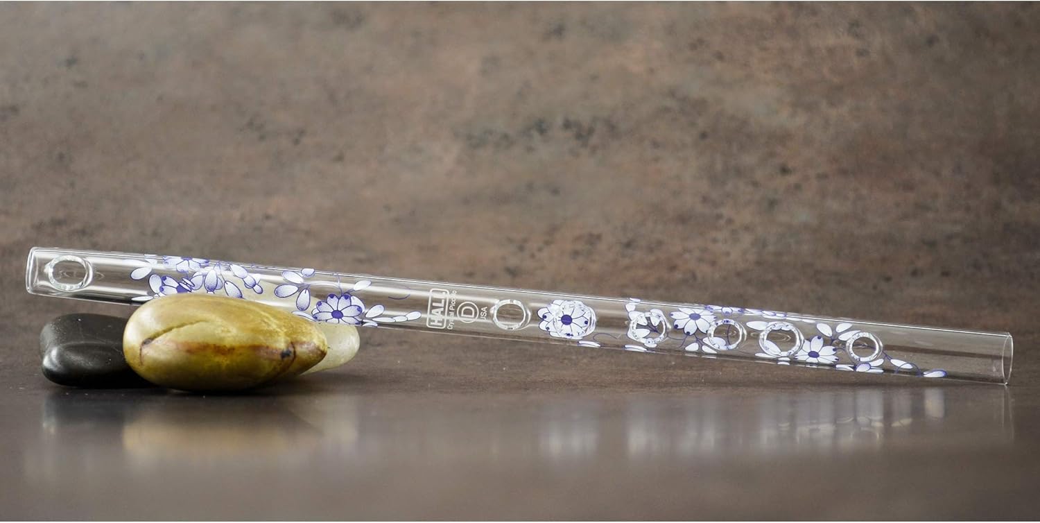 Hall Crystal Flute 11016 - Inline Glass Piccolo in D - Blue Delft