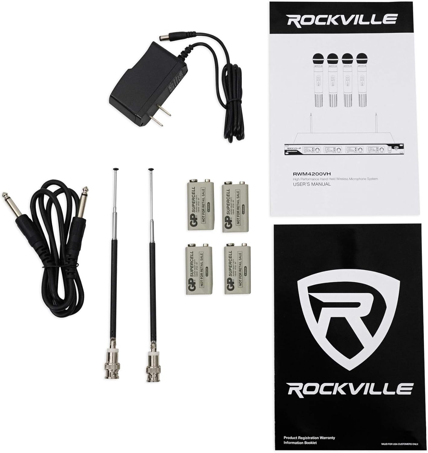RockvilIe RWM4200VH (4) Wireless Handheld Microphones 4 Church Sound Systems
