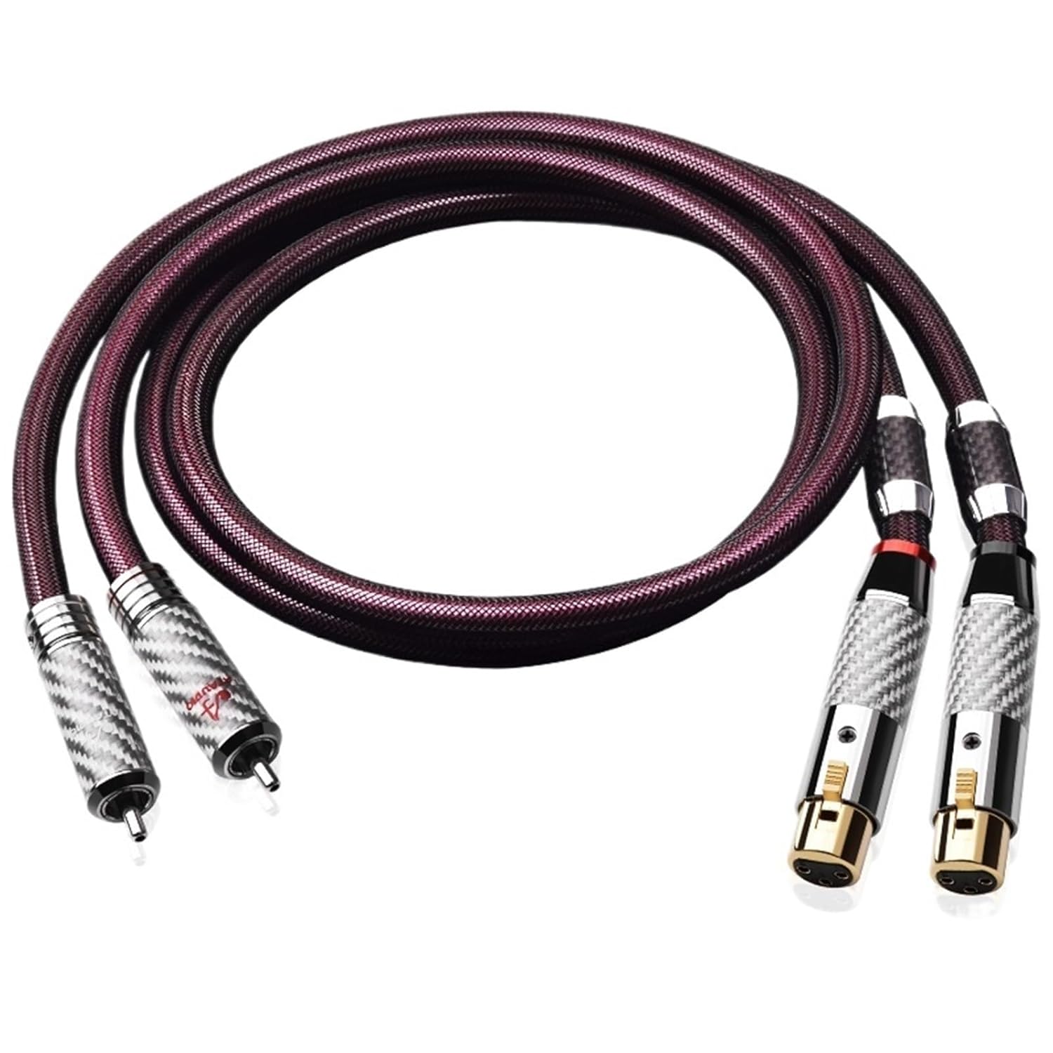 2RCA Male to 2XLR Female Audio Cable Plated 5u Plug Pure Silver Core Audio Cable for PA DVD(RCA to XLR Female,3m)