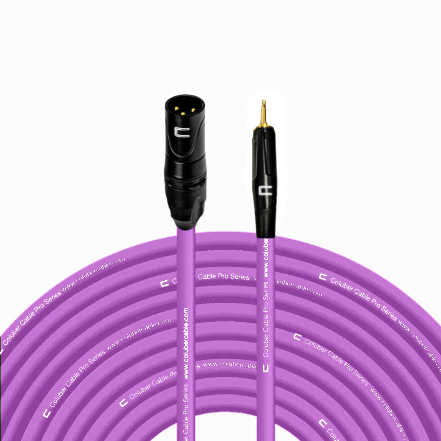 Unbalanced XLR Cable Male to 3.5mm TS - 100 Feet Purple - Pro 3-Pin Microphone Connector for Powered Speakers, Audio Interface or Mixer for Live Performance & Recording