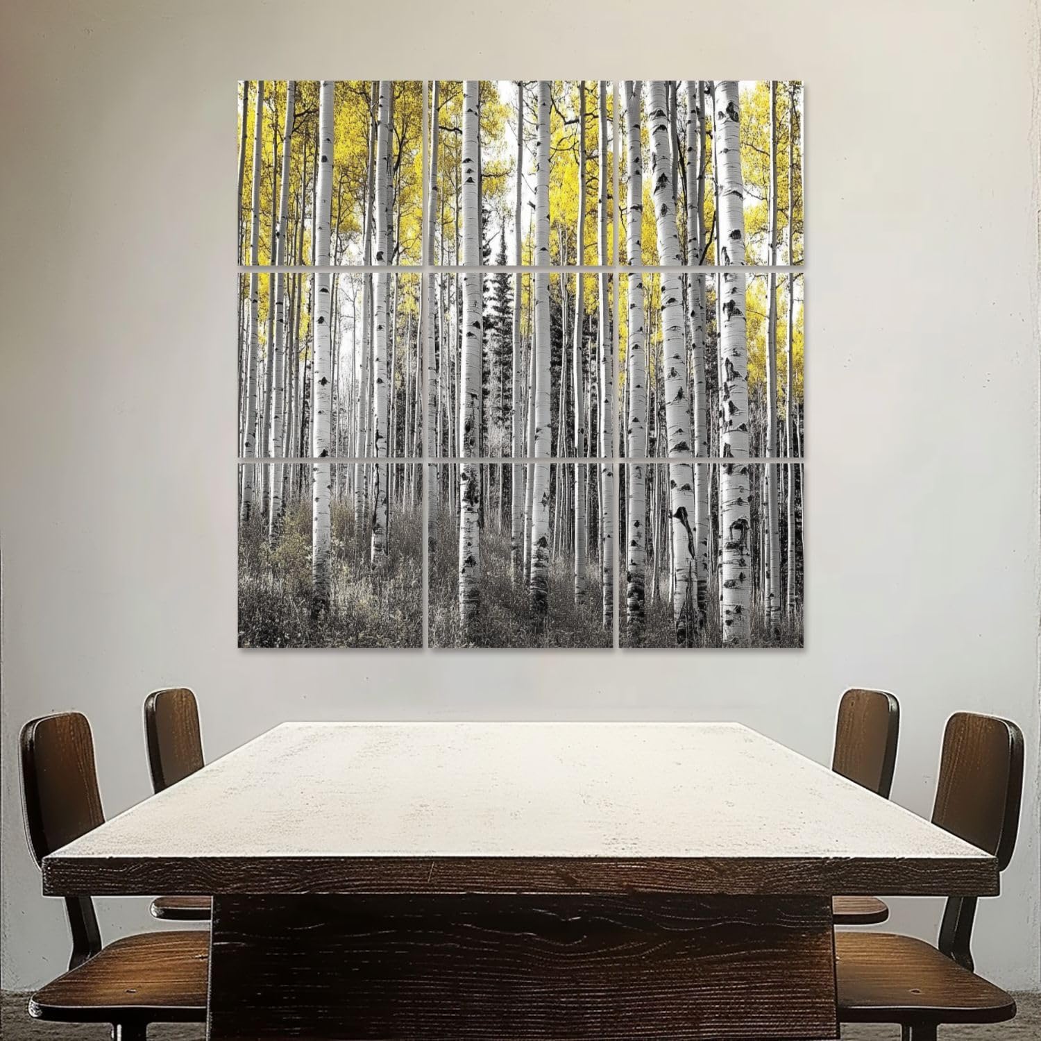 Art Acoustic Panels Self Adhesive thick forest tall aspen trees golden aspenss pictures 9 Packs Decorative Soundproof Wall Panels Large Sound Absorbing Panels for Home Office 60