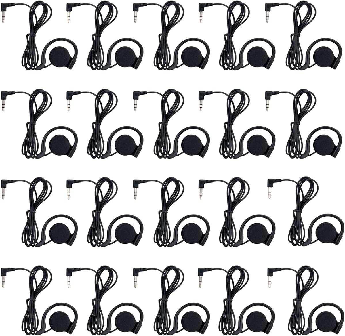 Retekess T130 3.5mm Single Left Side Wired Earhook Earbuds, Tour Guide Microphone and Speaker Earbud, Compatible with T130, T130S, TT122, TT110, TT116(20 Packs)