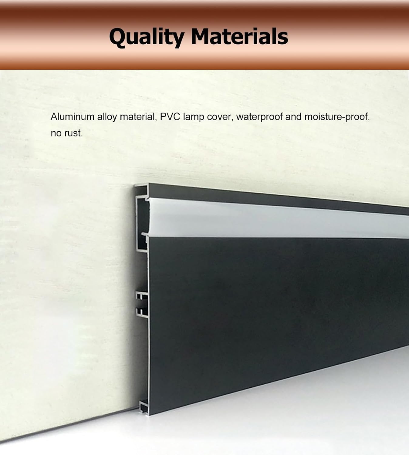 Aluminum Channel Baseboard 10 Pack 300 CM Length Aluminum Channel Profile Baseboard for Wall Corner, LED Strip Lights Diffuser with Cover, LED Aluminum Channel System for Bedroom Kitchen