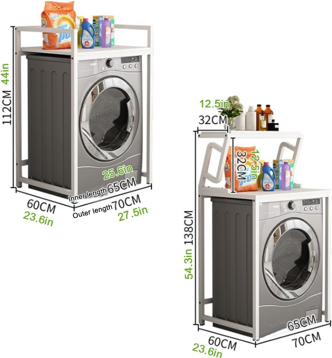 Tiers Washing Machine Storage Rack,Over The Washer and Dryer Storage Shelf,Space Saving Shelving Units,Laundry Room Storage Organizer,Drum Washing Machine Cabinet(Black White) Tumbl