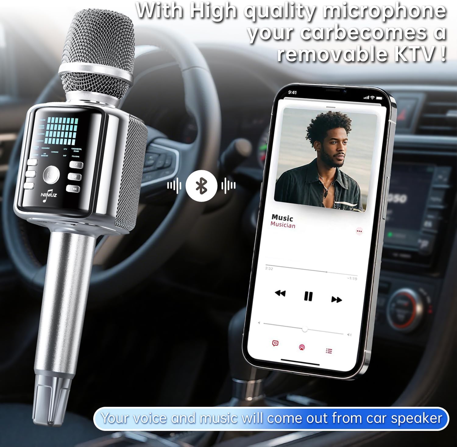 Professional Wireless Karaoke Microphone with Soundcard and Speaker,3 in 1 Bluetooth Karaoke Machine Featuring Surround Sound and Dynamic Pickup That Surpasses Ordinary Karaoke Microphones