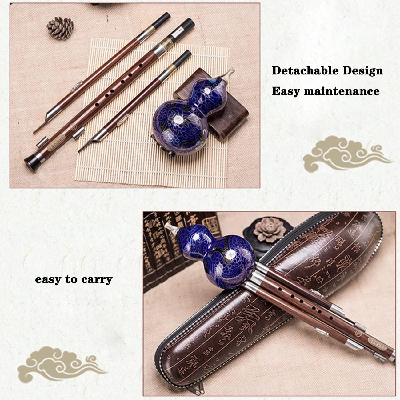 Woodwind Cucurbit Flute Musical Instrument B-Flat C Gourd Flute Adult Children Learn to Play The Gourd Flute Easy to Carry Cucurbit Flute (Color : Blue, Size : C-Key)