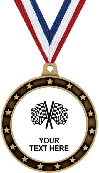 Custom Text Medals 10 Pack – Multiple Designs Personalized Value Pack of 10 Gold Medal Awards