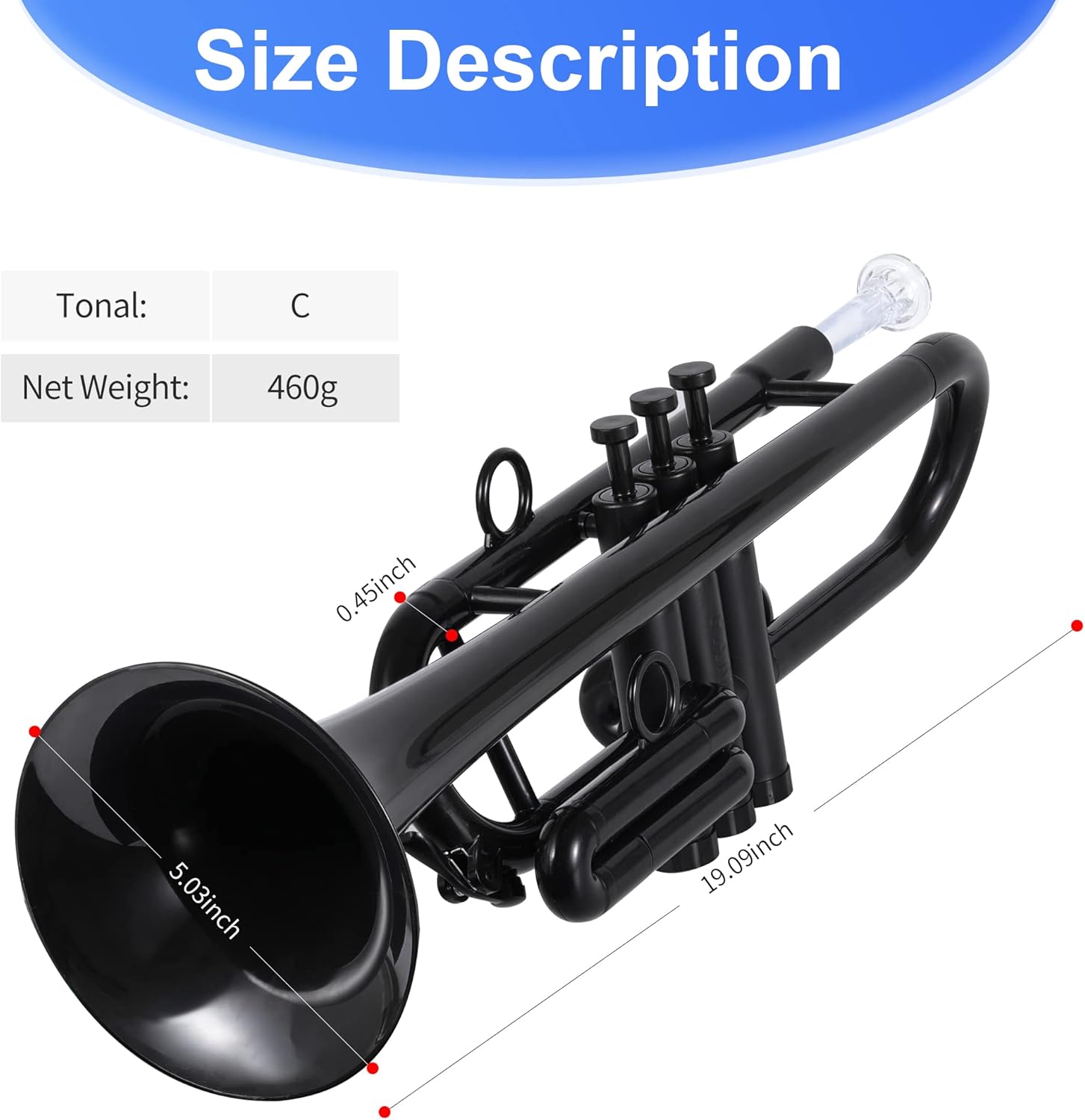 Professional Plastic Trumpet C trumpet (Black)