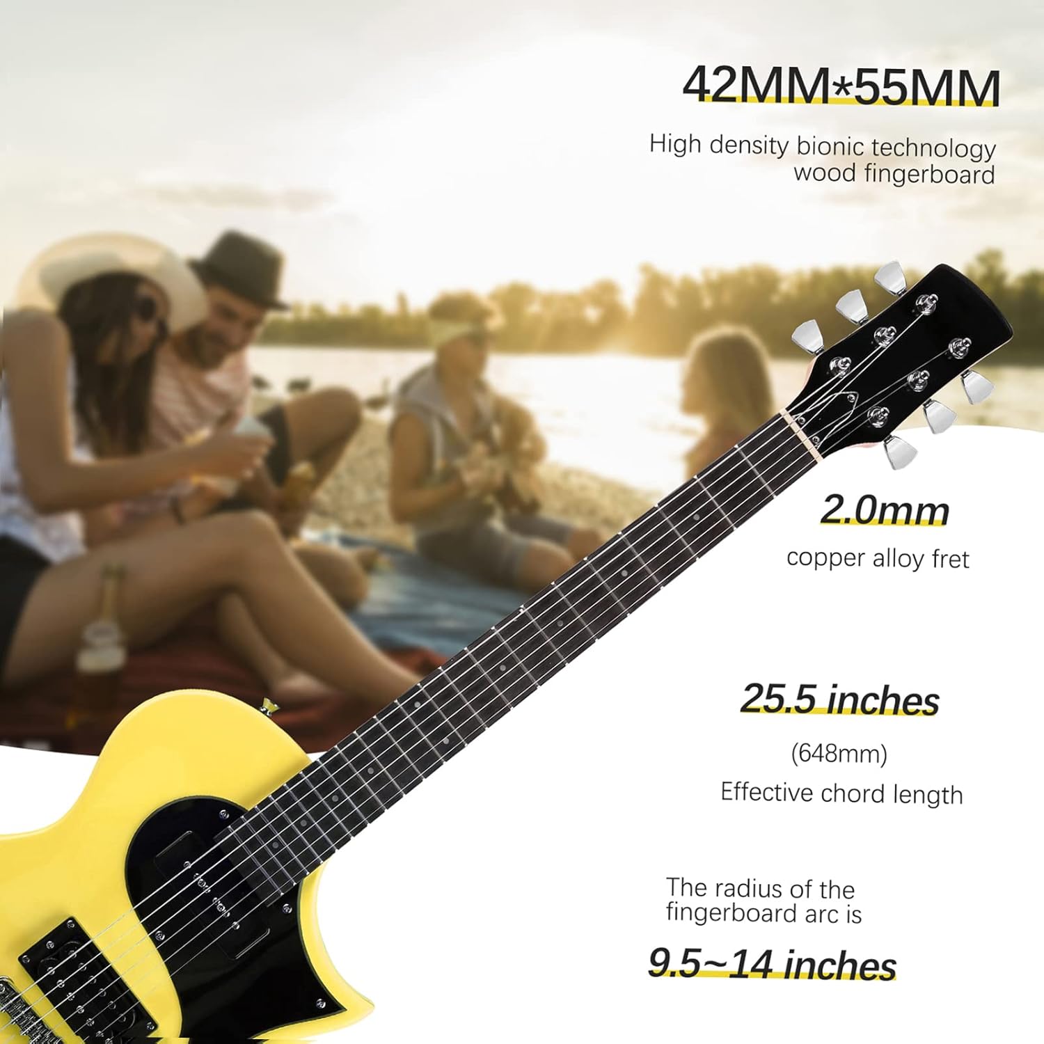 40 Electric Guitar, Solid Body Electric Guitars Kit with Pickup, Gig Bag for Beginner (Yellow)