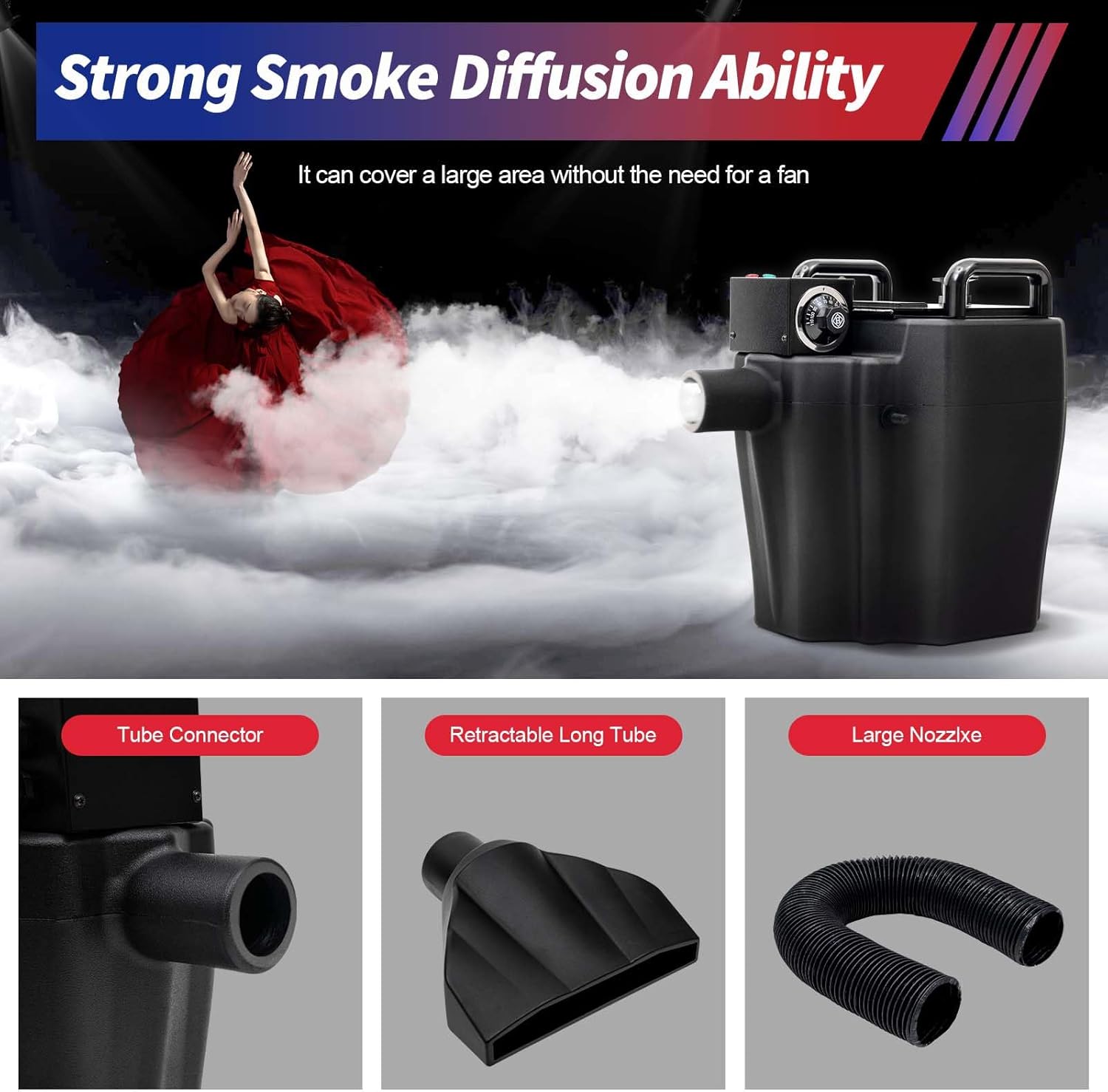 110V 60HzDry Ice Fog Machine, 3500W Dry Ice Low Lying Smoke Machine Professional Stage Fogger with Tube, Dry Ice Fog Smoke Effect for Wedding Stage Party DJ Concert Wedding