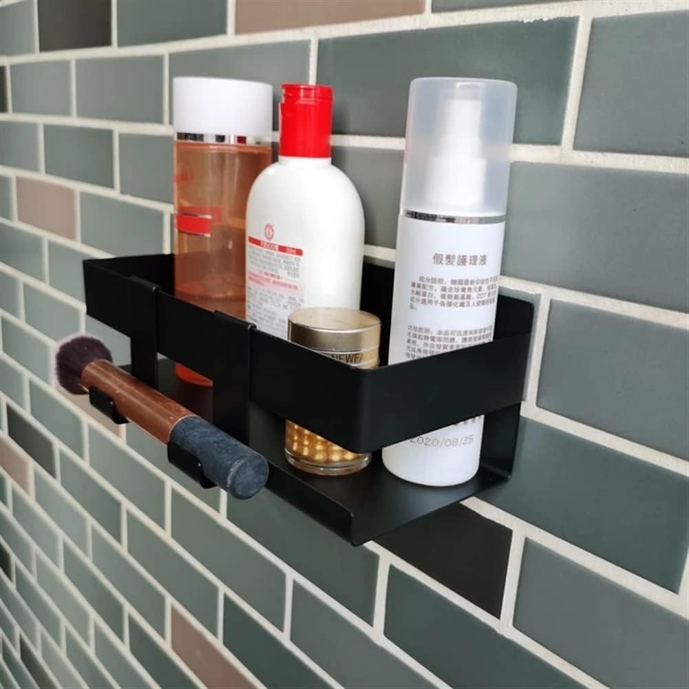 Shower Caddy Black Metal Bathroom Shelf, Stainless Steel Shower Shelf, No Drilling Required Organizer, Wall Mount Shampoo Rack Bathroom Organizer (Color : Black)