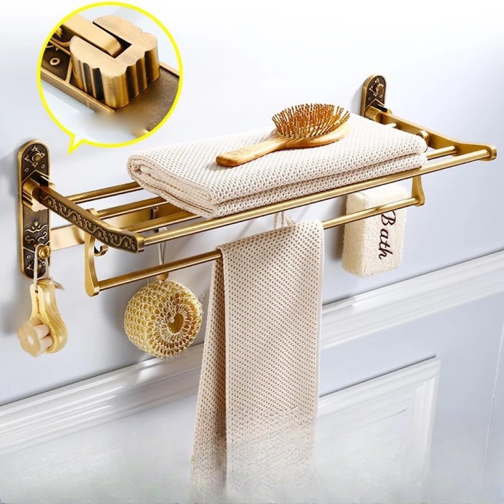 Bathroom Shelf Antique Aluminum European Style Holder Nail Free Shower Room Basket Corner Wall Engraved Vintage Accessories,Bathroom Rack B