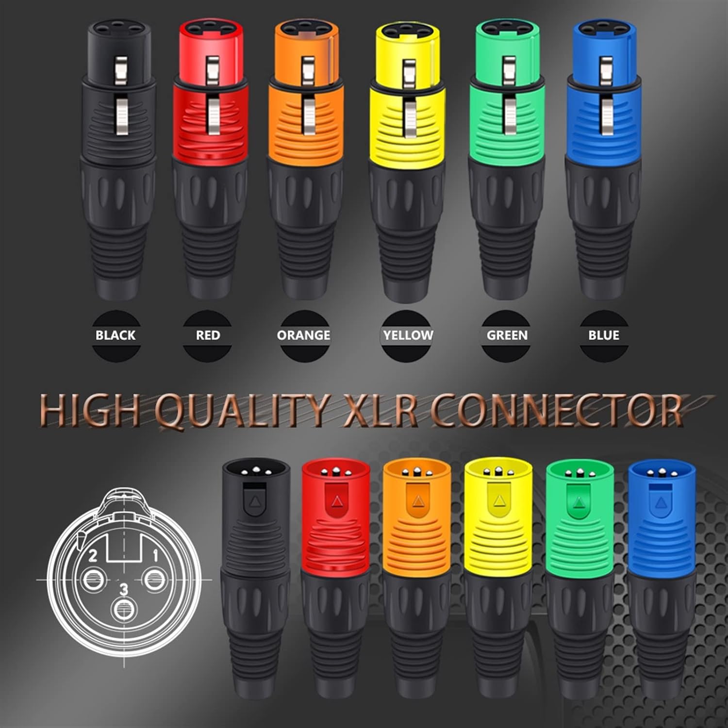 3PIN X L R Wire Connector Male Female Plug Plastic Shell Microphone Speaker XLR Jack 20Pcs (Color : 10xM 10xF-Red)