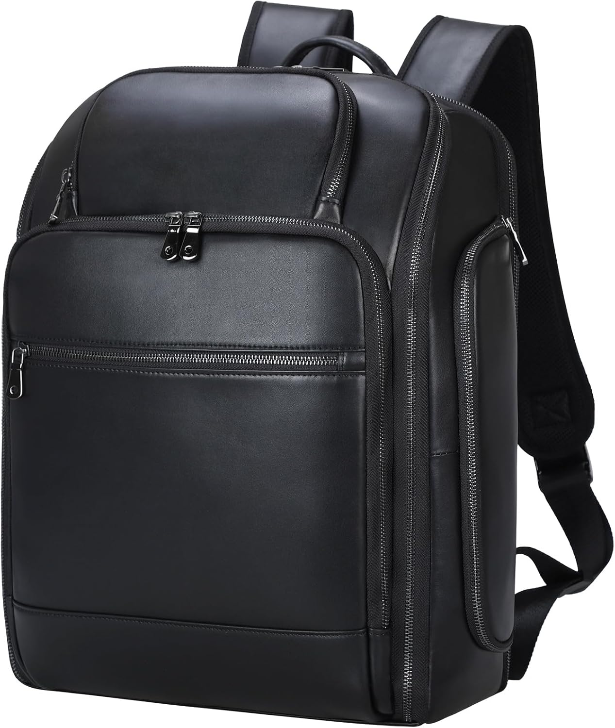 TIDING Genuine Leather Backpack for Men, 17.3 Inch Laptop Bag TSA Friendly Travel Rucksack Hiking Camping Daypack