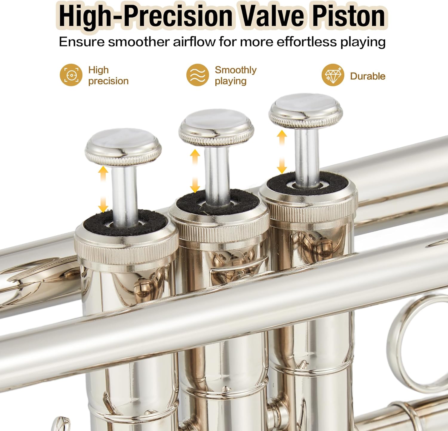 Trumpet Instrument, Band & Orchestra Musical Instruments for Beginners or Advanced Students (Nickel-Plated)