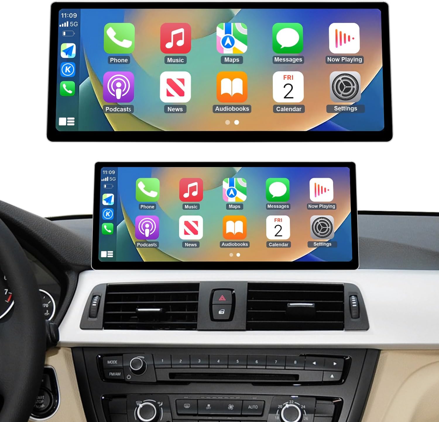 Road Top 12.3 Inch Ultra-Narrow Bezel CarPlay Touchscreen for BMW 3/4 Series F30/F31/F32/F33 (2012-2015 NBT System) - Car Stereo with Wireless CarPlay/Android Auto/MirrorLink