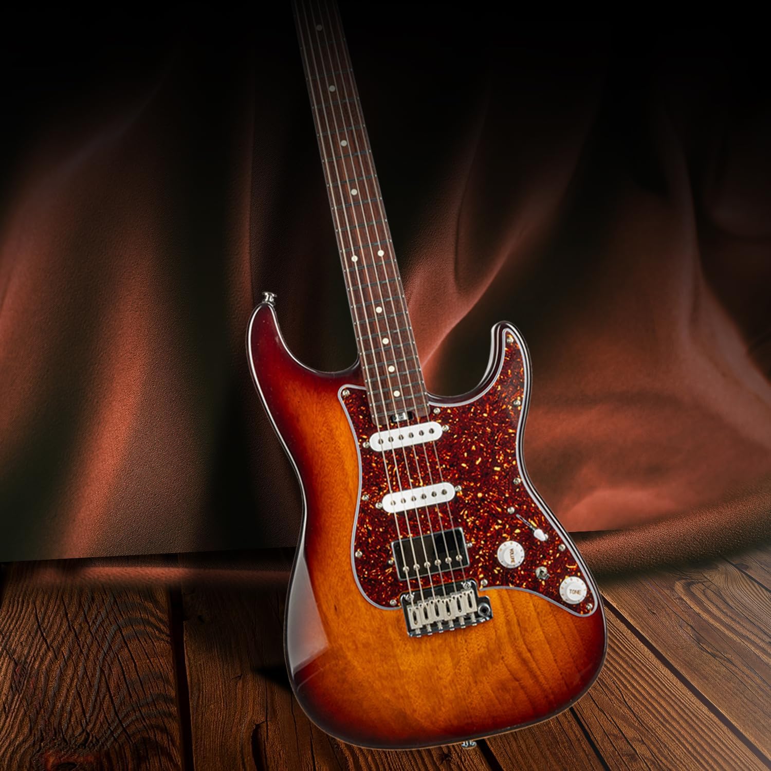 EART 6 String Electric Guitars DMX-9TC Red Tortoise Pickguard Solid Body Roasted Mahogany Body and Alnico v Pickups Versatile Tones Stunning Finishes