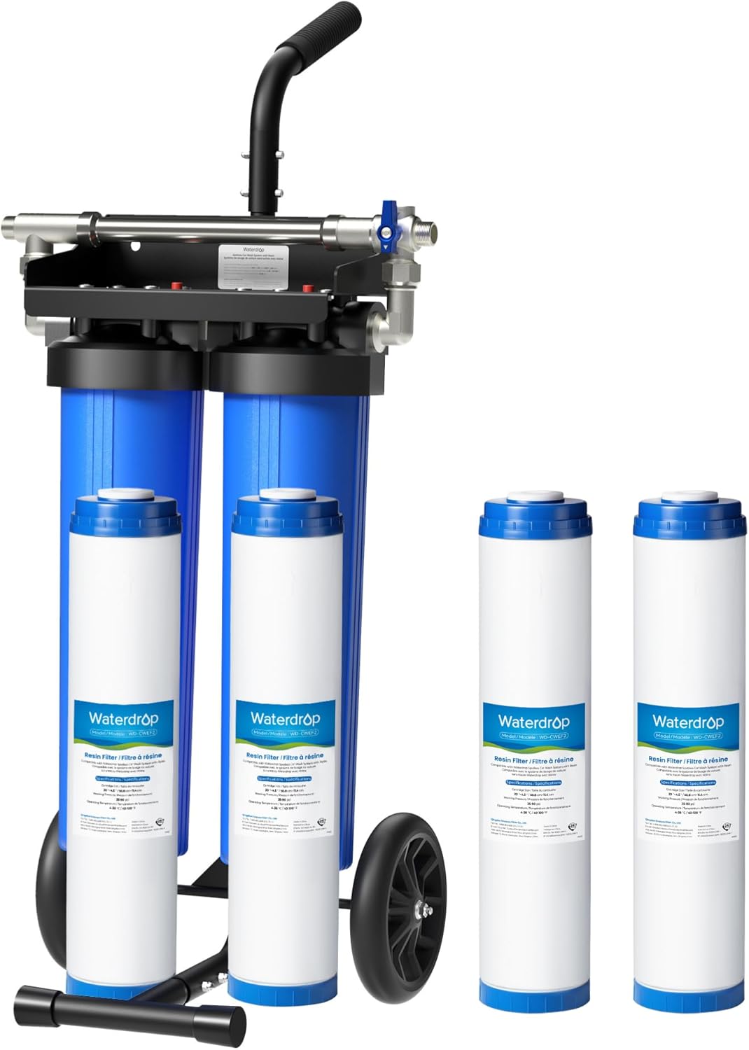 Waterdrop Spotless Car Wash System and Replacement Filter, Deionized Water System, Spot Free, Works for All Vehicles, RV, Motorcycles, Windows, Boats, Planes and More