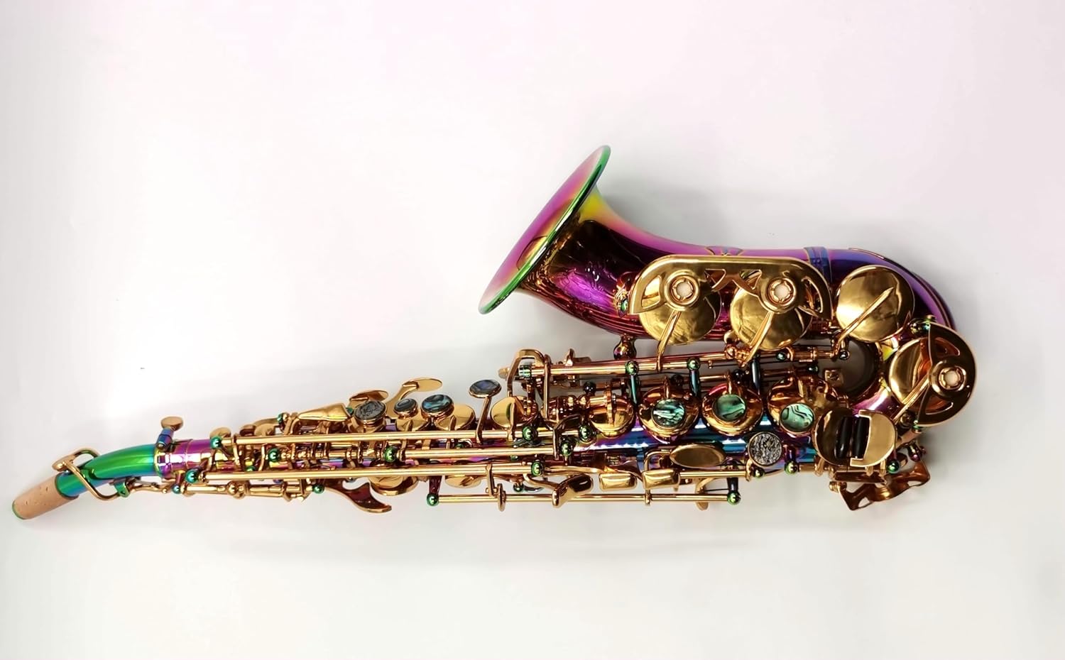 Eastern music pro use rainbow color curved soprano saxophone