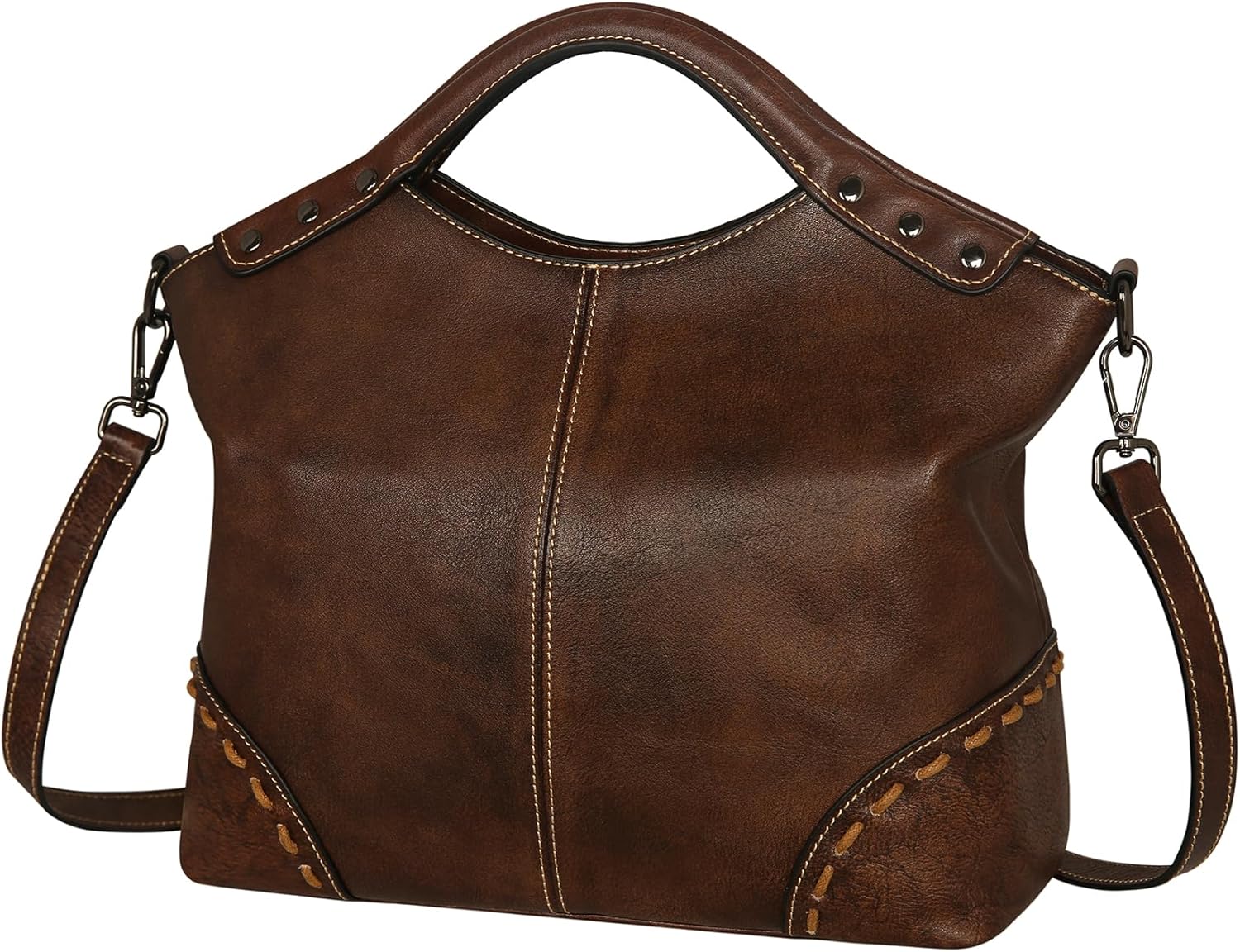 HESHE Leather Purses for Women Satchel Bag Designer Handbag Vintage Top Handle Purse Crossbody Bag Hobo Handbags