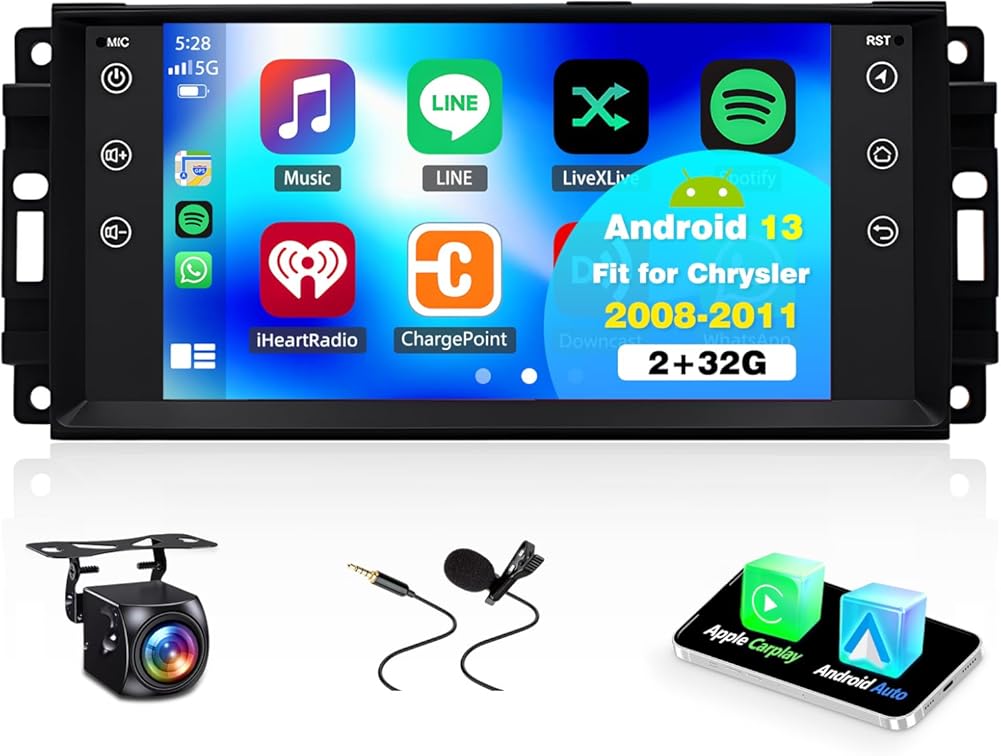 Android 13 Car Stereo Fit for Chrysler 2008-2011 for Jeep Wrangler JK 2007-2018 Upgrade 7 Inch Touch Screen with Wireless Carplay Android Auto Backup Camera Mirror Link GPS SWC FM,2+32G