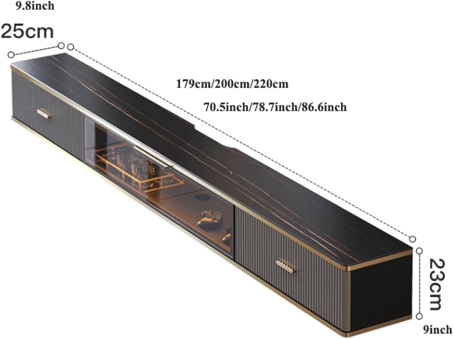 Console Floating TV Shelf for Under Wood Stand with Slate Tabletop Wall Mount Media Console with Storage Large Capacity Storage(Small)